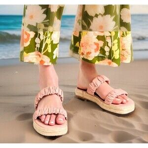 Staud Womens Maya Ruche Espadrille Sandals 37 Dark Blush - NIB $295